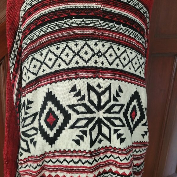 Vintage Mossimo Supply Co. Red & Black Aztec Knit Cardigan Sweater L - Picture 3 of 4